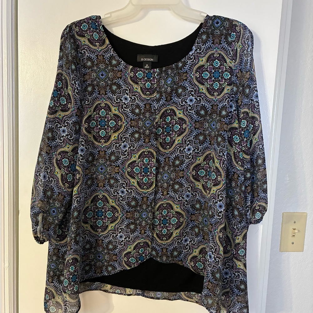 B-Design Women's Size M Layered Blouse/Tank